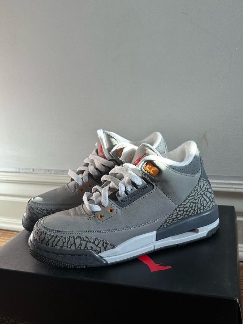 Kids Grey Elephant Print Basketball Sneakers jordan size 6y